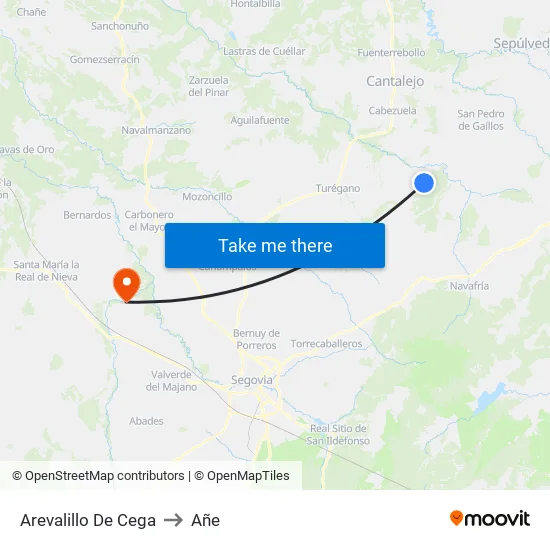 Arevalillo De Cega to Añe map