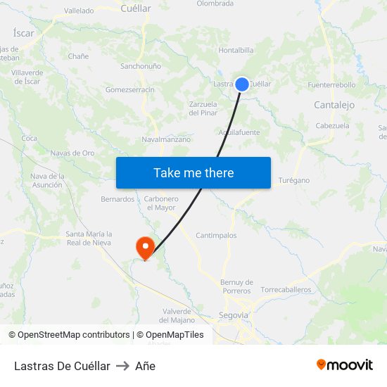 Lastras De Cuéllar to Añe map