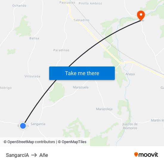 Sangarcí­A to Añe map
