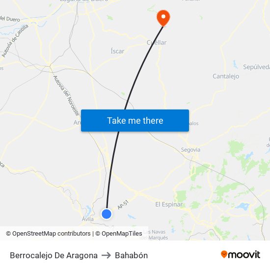 Berrocalejo De Aragona to Bahabón map
