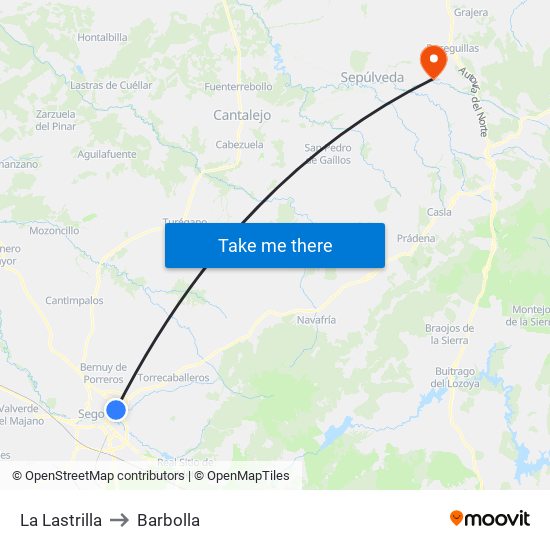 La Lastrilla to Barbolla map