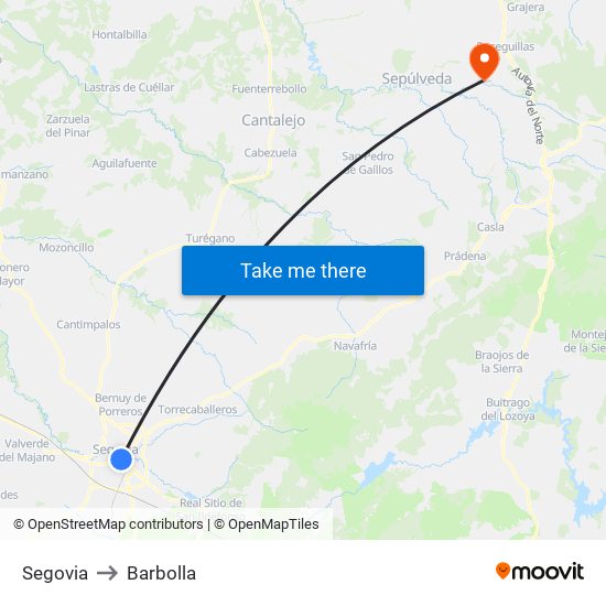 Segovia to Barbolla map