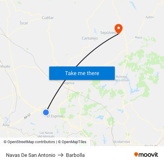Navas De San Antonio to Barbolla map