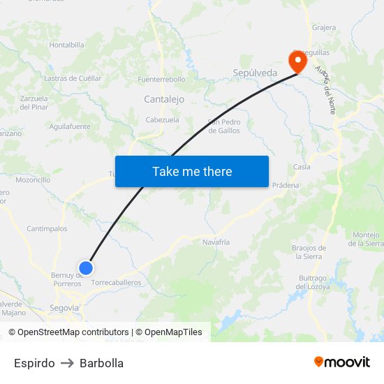 Espirdo to Barbolla map