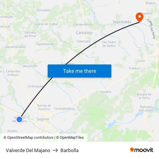 Valverde Del Majano to Barbolla map