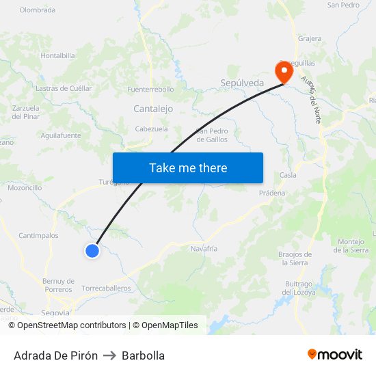 Adrada De Pirón to Barbolla map