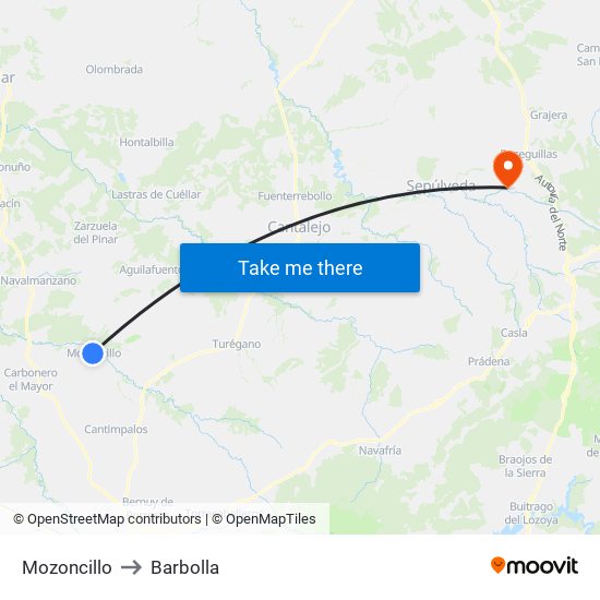 Mozoncillo to Barbolla map