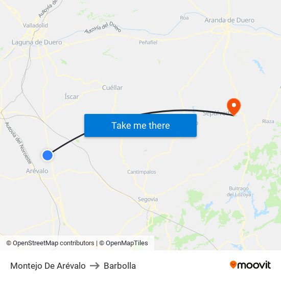 Montejo De Arévalo to Barbolla map