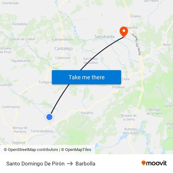 Santo Domingo De Pirón to Barbolla map