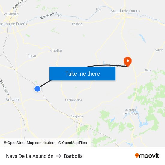 Nava De La Asunción to Barbolla map