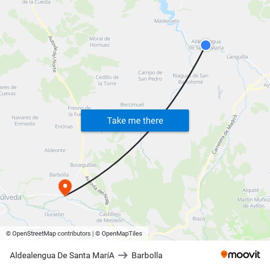 Aldealengua De Santa Marí­A to Barbolla map