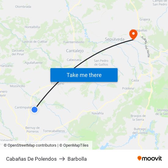 Cabañas De Polendos to Barbolla map