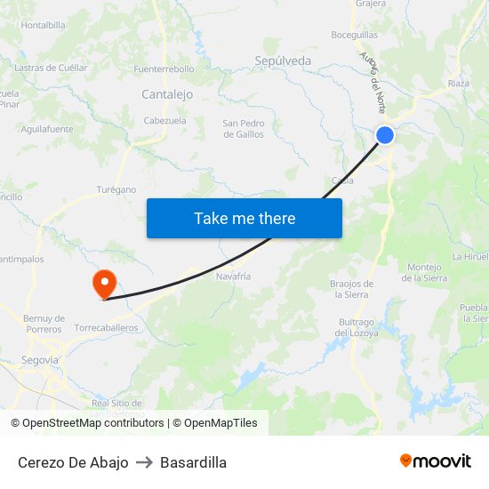 Cerezo De Abajo to Basardilla map