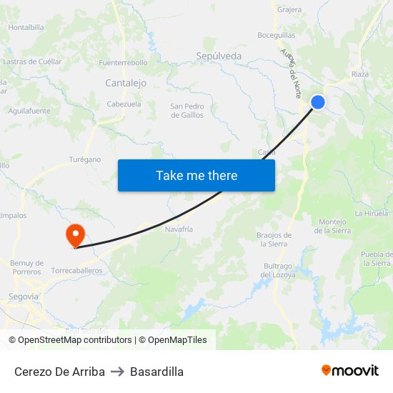 Cerezo De Arriba to Basardilla map