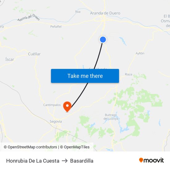 Honrubia De La Cuesta to Basardilla map