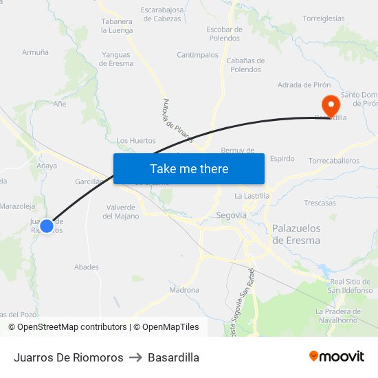 Juarros De Riomoros to Basardilla map