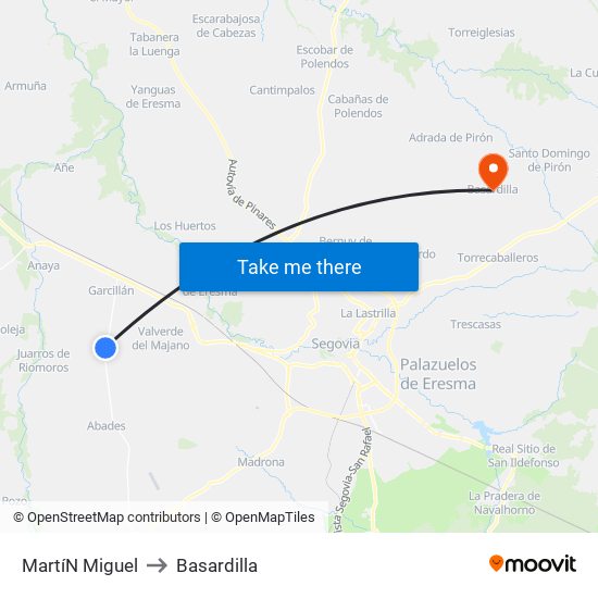 Martí­N Miguel to Basardilla map