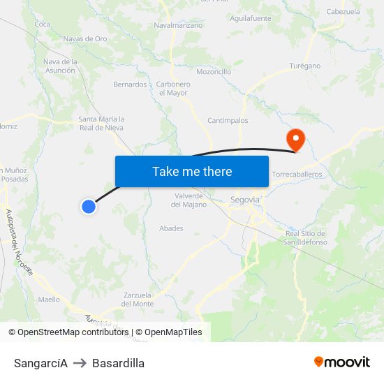 Sangarcí­A to Basardilla map
