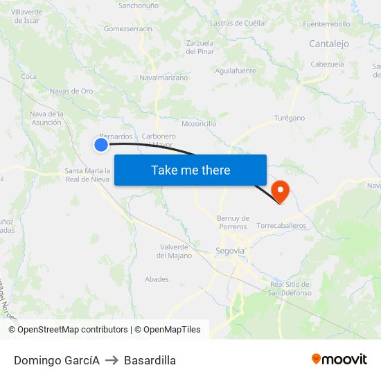 Domingo Garcí­A to Basardilla map