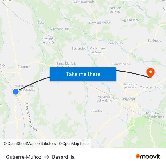 Gutierre-Muñoz to Basardilla map