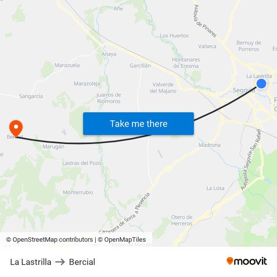 La Lastrilla to Bercial map
