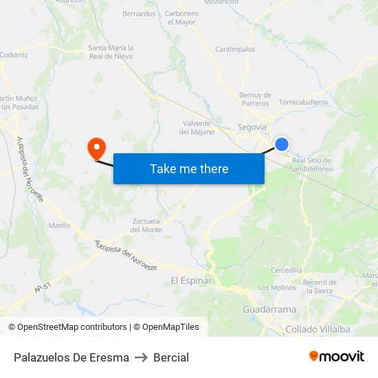 Palazuelos De Eresma to Bercial map