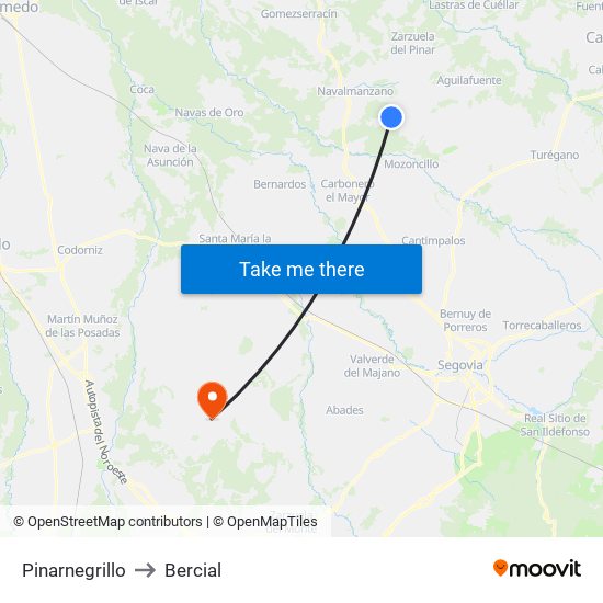 Pinarnegrillo to Bercial map