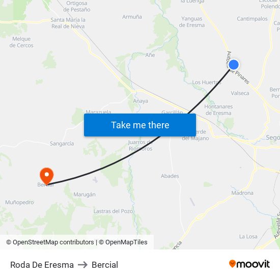 Roda De Eresma to Bercial map