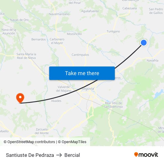 Santiuste De Pedraza to Bercial map
