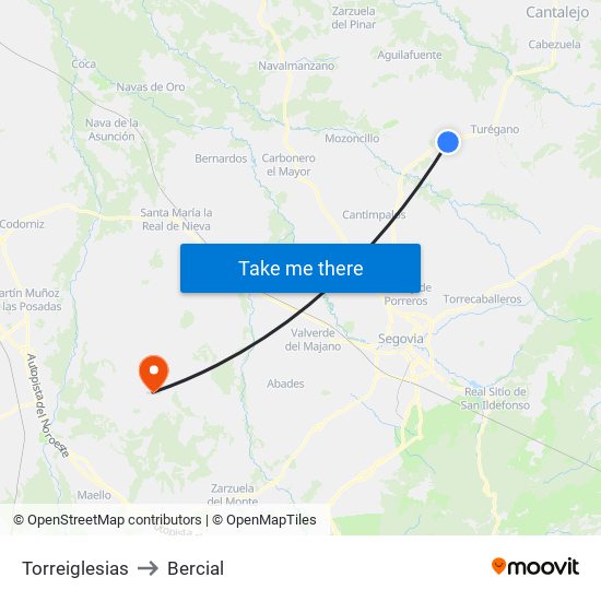 Torreiglesias to Bercial map