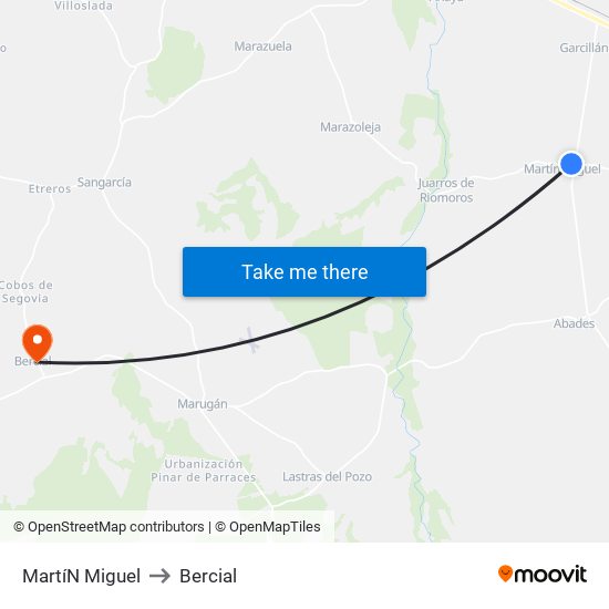 Martí­N Miguel to Bercial map