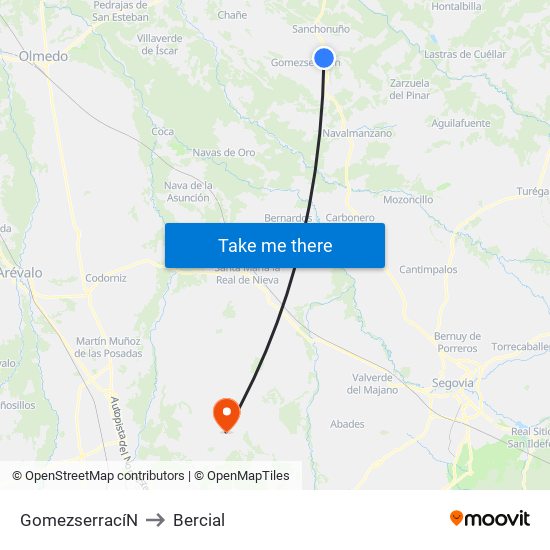 Gomezserrací­N to Bercial map