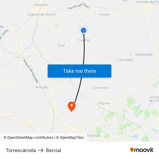 Torrescárcela to Bercial map