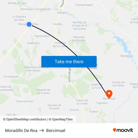 Moradillo De Roa to Bercimuel map
