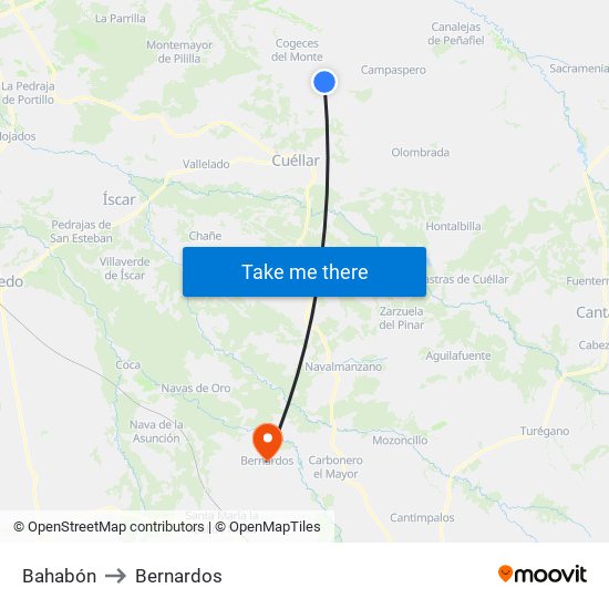 Bahabón to Bernardos map