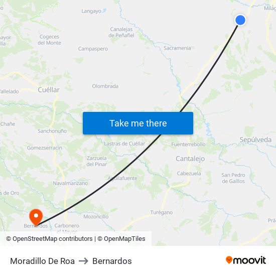 Moradillo De Roa to Bernardos map