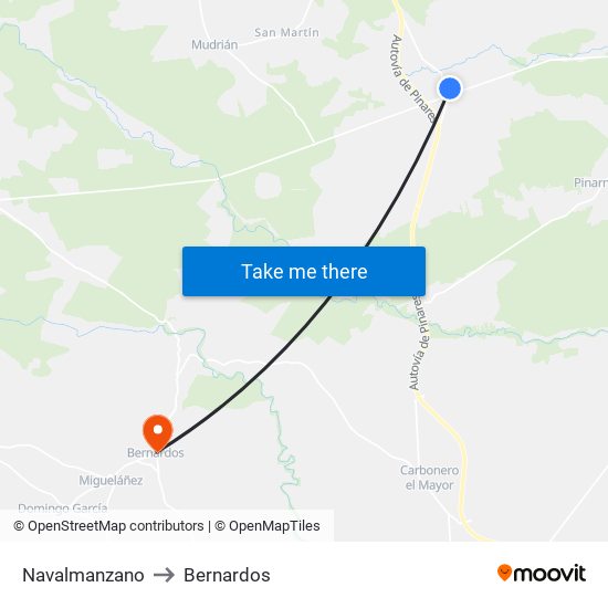 Navalmanzano to Bernardos map