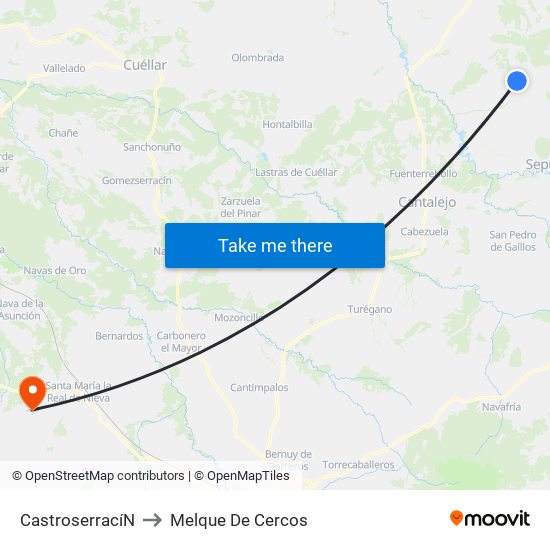 Castroserrací­N to Melque De Cercos map
