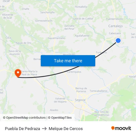 Puebla De Pedraza to Melque De Cercos map