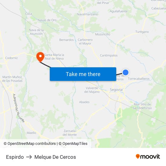 Espirdo to Melque De Cercos map