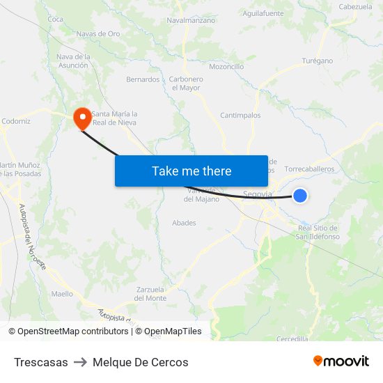 Trescasas to Melque De Cercos map