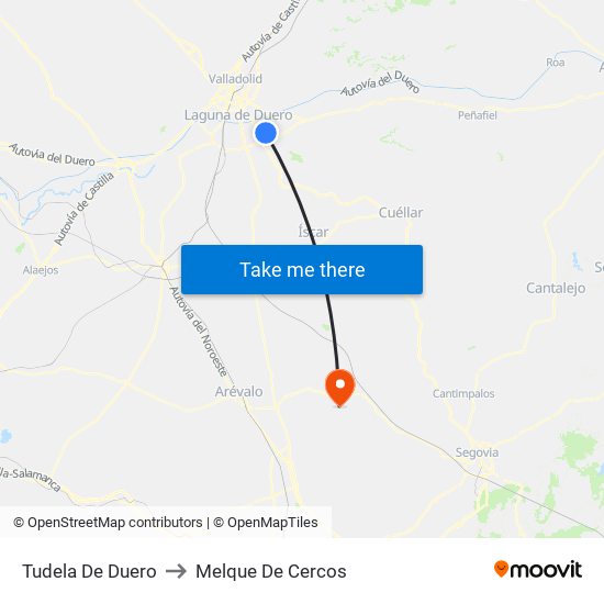 Tudela De Duero to Melque De Cercos map