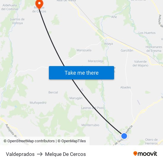 Valdeprados to Melque De Cercos map