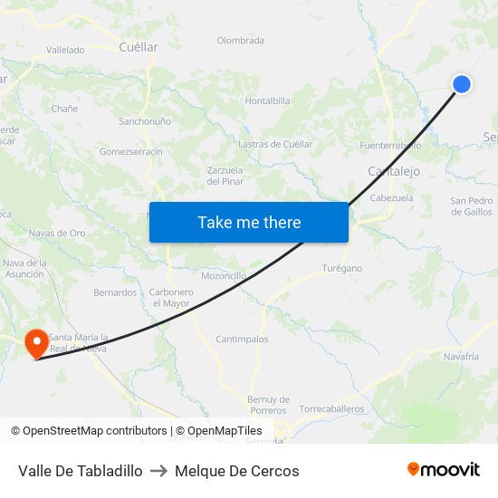 Valle De Tabladillo to Melque De Cercos map