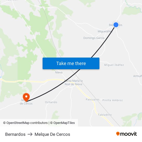 Bernardos to Melque De Cercos map