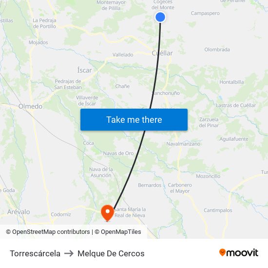 Torrescárcela to Melque De Cercos map