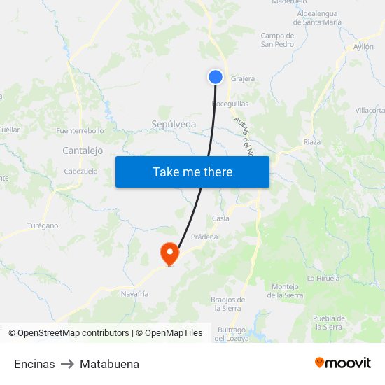Encinas to Matabuena map