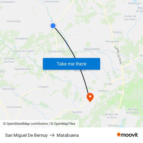 San Miguel De Bernuy to Matabuena map