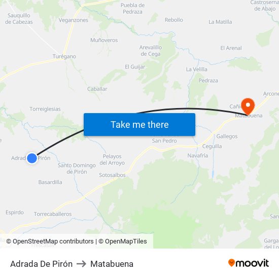 Adrada De Pirón to Matabuena map
