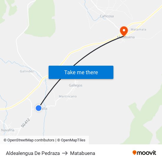 Aldealengua De Pedraza to Matabuena map